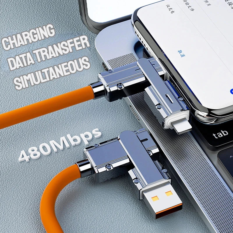 4 in 1 100W Fast Charging USB & Type C to USB C / Lighting Cable for Iphone 15 14 13 Pro Max Huawei Xiaomi PD Mobile Phone Cable