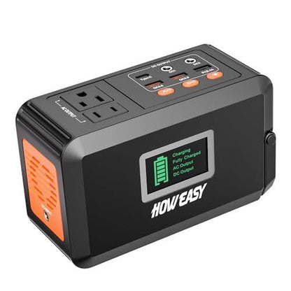 HOWEASY 120W Portable Power Station, 88Wh Solar Generator, Orange and Black