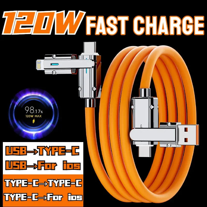 4 in 1 100W Fast Charging USB & Type C to USB C / Lighting Cable for Iphone 15 14 13 Pro Max Huawei Xiaomi PD Mobile Phone Cable